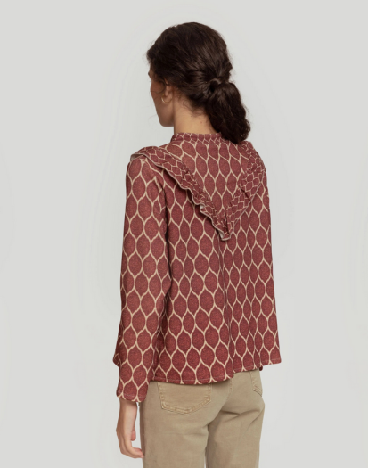 Miniatura: Blusa estampado brillos burgundy