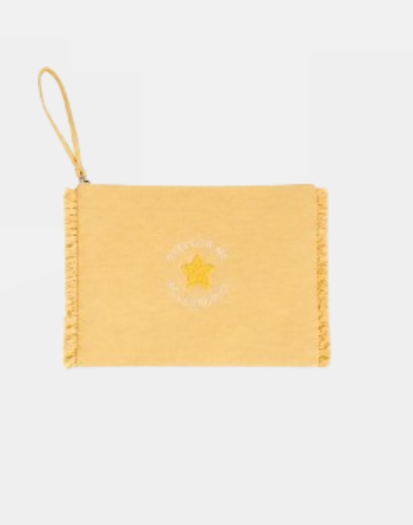 Neceser flecos y cremallera amarillo