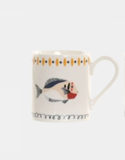 Taza porcelana pez