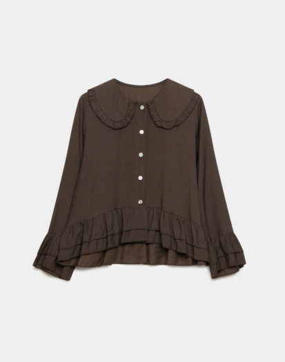 Miniatura: Blusa volantes marrón