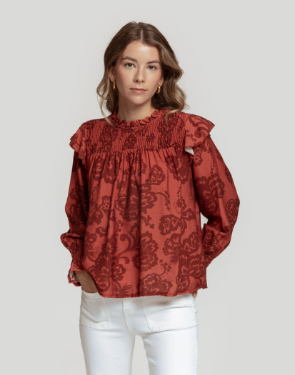 Blusa floral brick red
