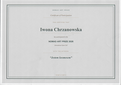 Certyfikat Nomad Art Prize JESTEM KOSMOSEM.png