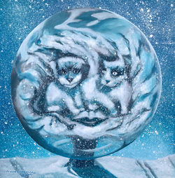 Obraz "Kot pies człowiek". Poniżej link do sklepu.