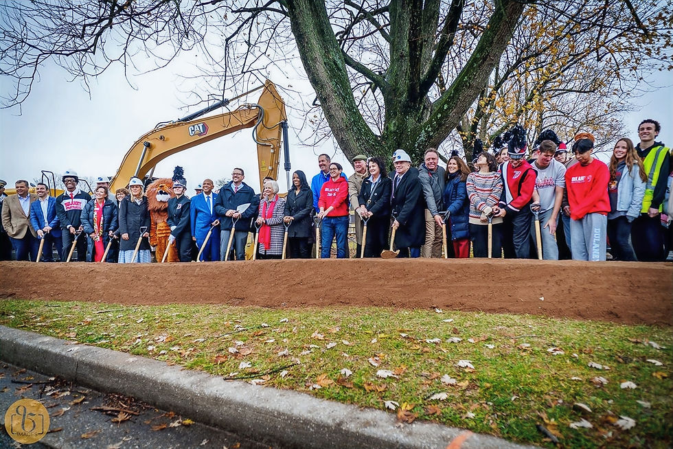 Close-up view of Towson High School sign