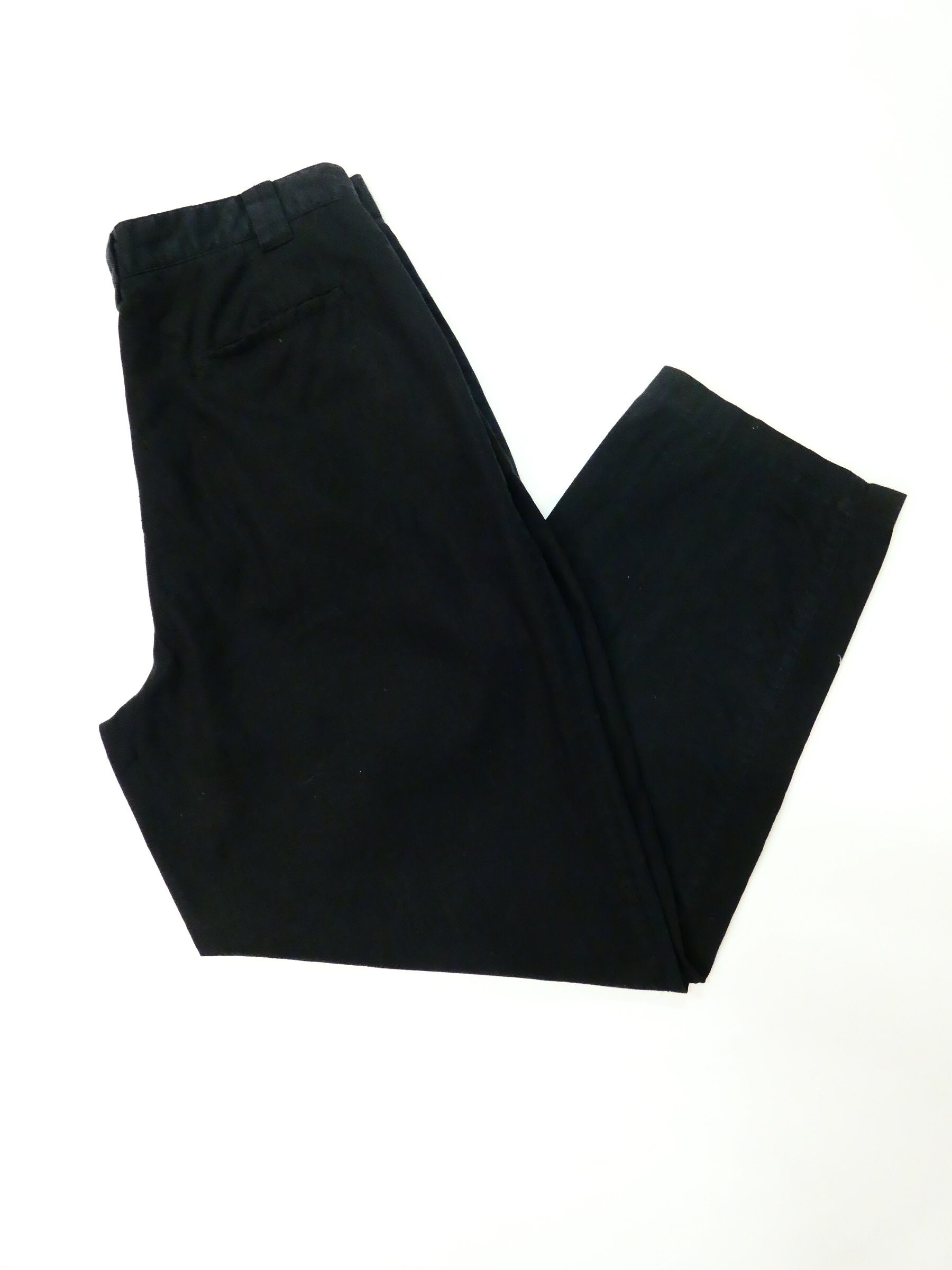 Vintage 80's Pegged Linnen Broek Zwart 34