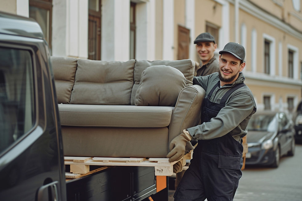 Luxury home services Egypt movers loading a sofa onto a truck