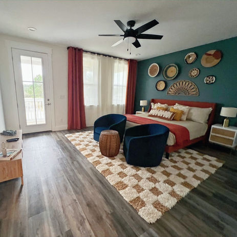 Accent wall painting with bold colors – interior design upgrade in Northwest Florida home