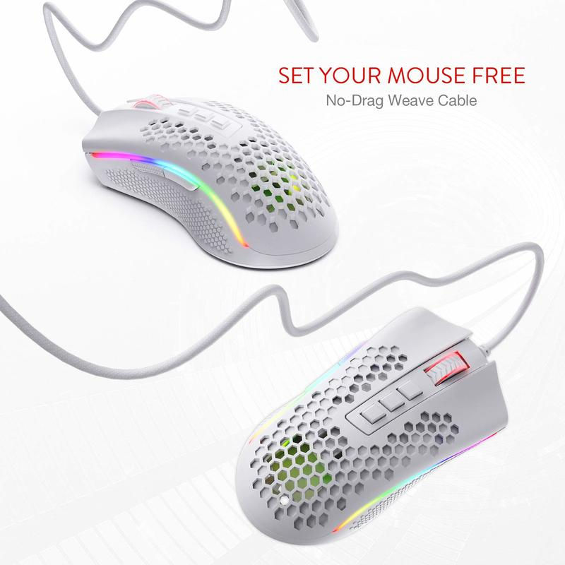 Thumbnail: Redragon M808 Storm Lightweight RGB LED USB Gaming Mouse 12,400 DPI Optical Sens