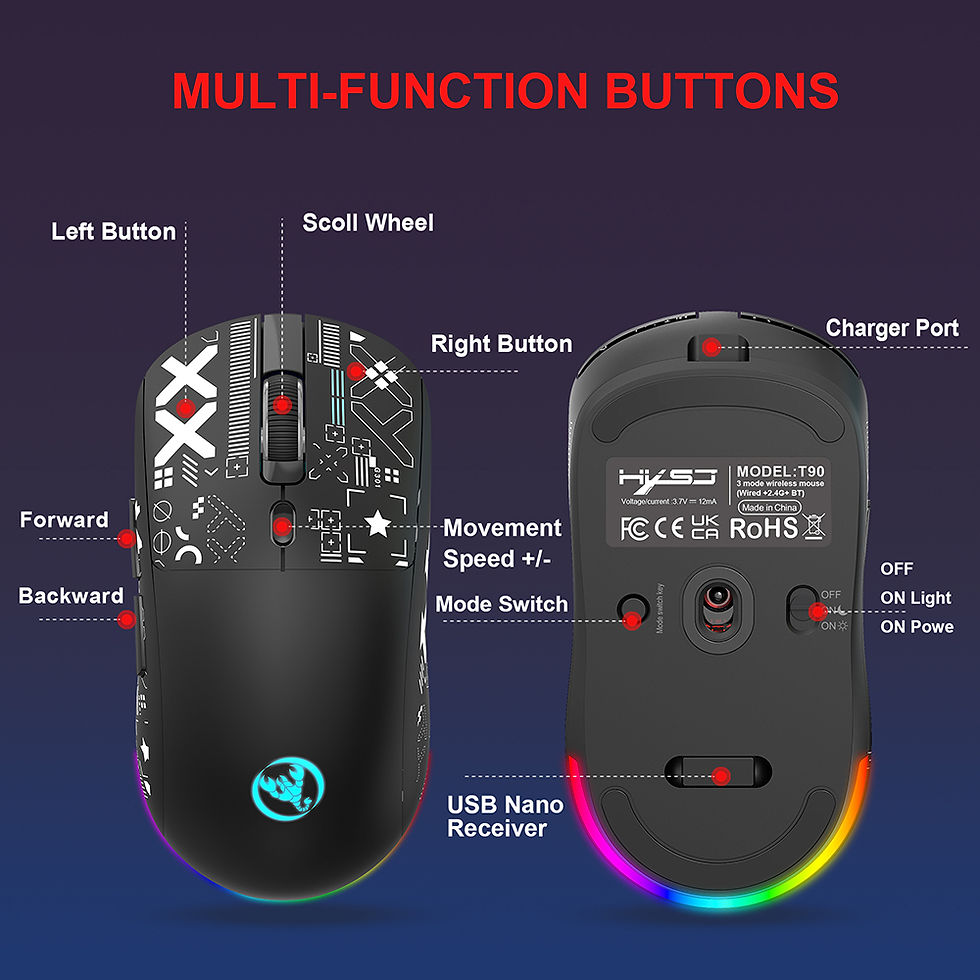 Thumbnail: Rechargeable Wireless Mouse Usb Bluetooth-compatibility Gamer Maus 3600DPI Mouse