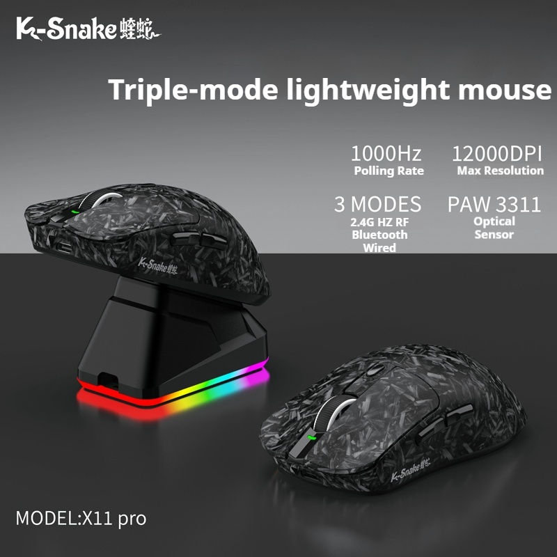 Thumbnail: K-Snake X11PM Wireless Bluetooth Gaming Mouse，12000DPI，1000HZ Polling Rate��