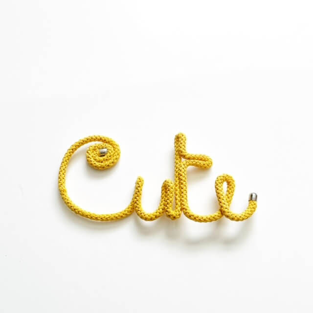 Thumbnail: Custom Knitted Word Art Cute in Canary Yellow