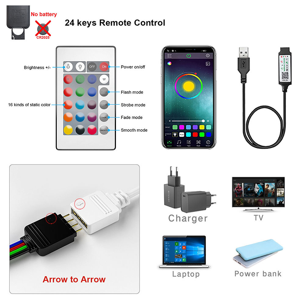 Thumbnail: Bluetooth RGB LED Strip Lights – USB 5050 SMD Flexible Light Strip