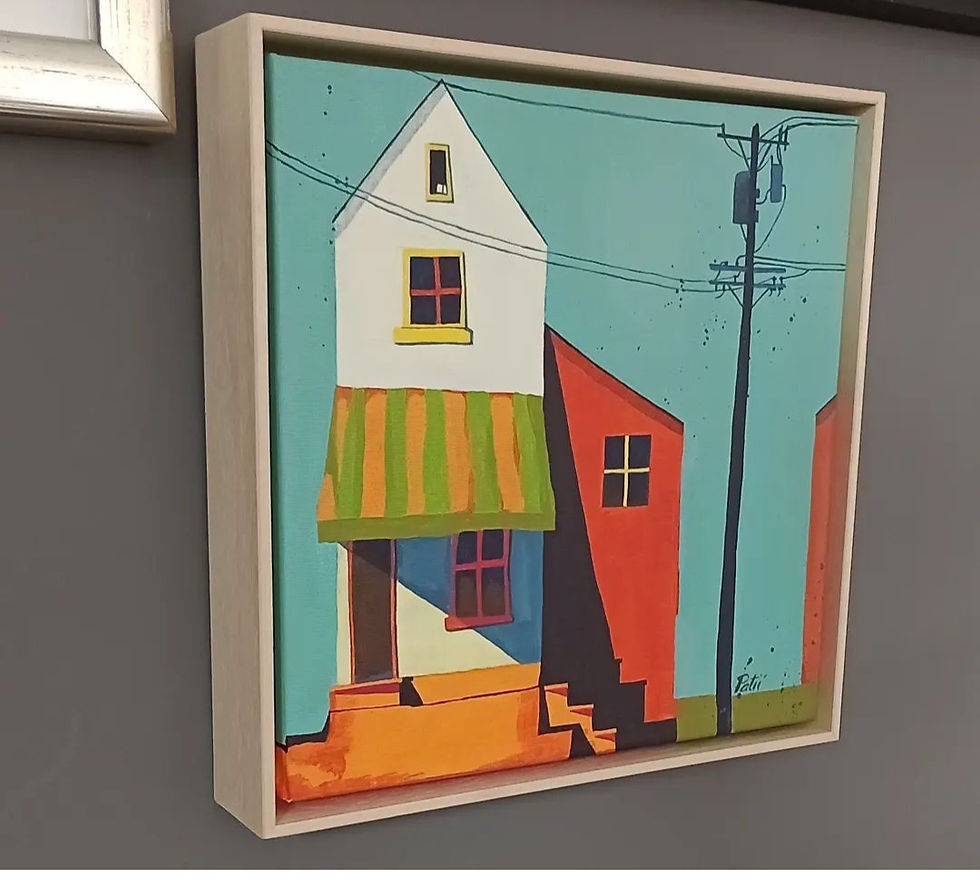 Thumbnail: Huis 9 - Original acrylic painting on canvas 29x29cm framed Painted in Amsterdam in 2022