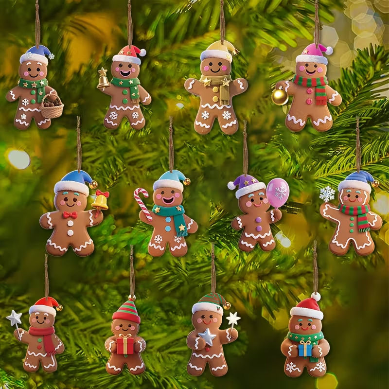 Wooden Gingerbread Man Christmas Decorations – Set of 12 or 24
