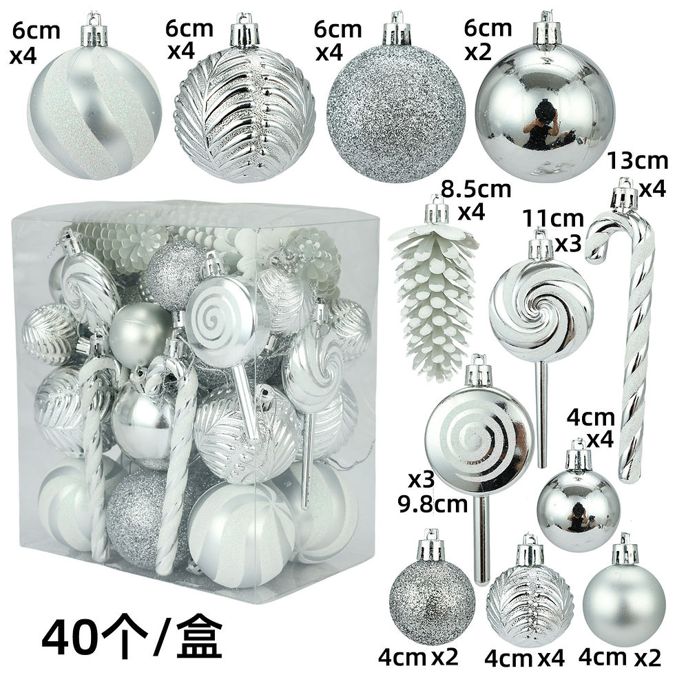 Thumbnail: 40-Piece Christmas Bauble Set – Elegant Printed Tree Decorations
