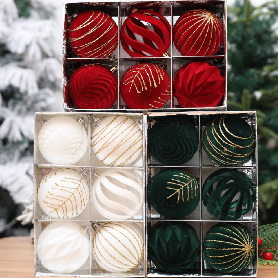 Thumbnail: Velvet Christmas Baubles – Set of 6 or 12, 6cm