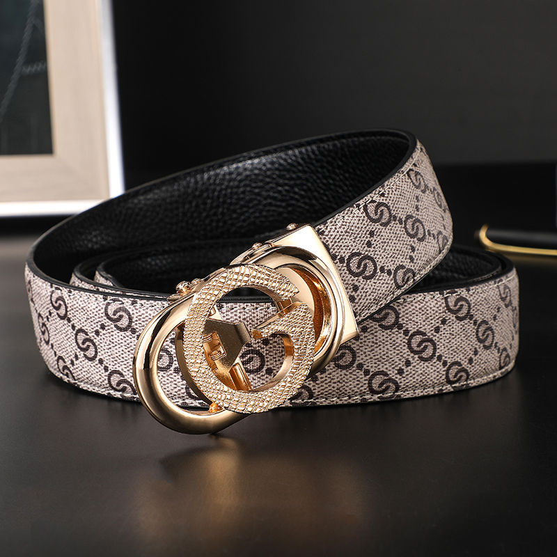 New Width 3.4cm Women's Belt Formal Leather Canvas Belt Women High Quality Metal