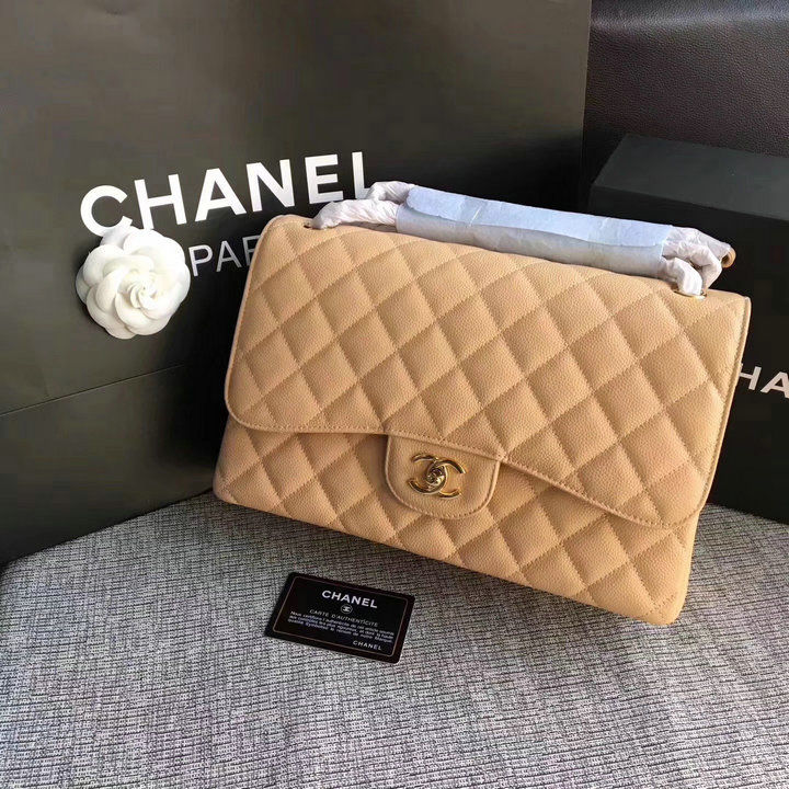 Thumbnail: CHANEL Quilted Calfskin Caviar Flap Leather Bag
