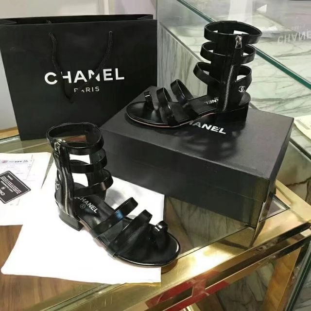 Thumbnail: CHANEL Womens Leather Sandals