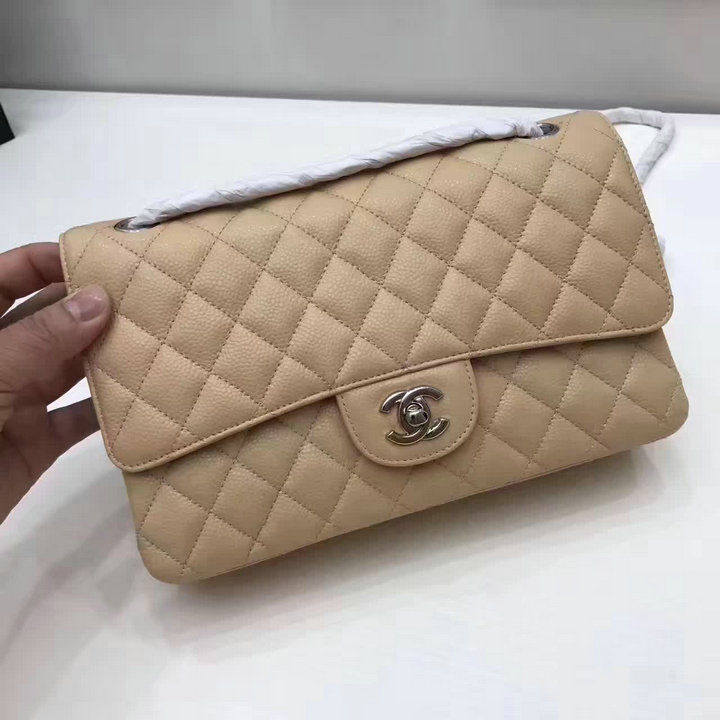 Thumbnail: CHANEL Quilted Caviar Classic Flap Leather Bag