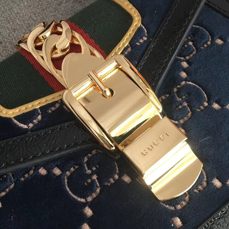Thumbnail: GUCCI Sylvie GG Velvet Mini Chain Bag