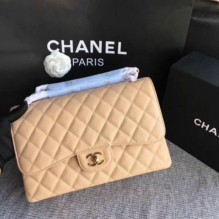 Thumbnail: CHANEL Quilted Calfskin Caviar Flap Leather Bag