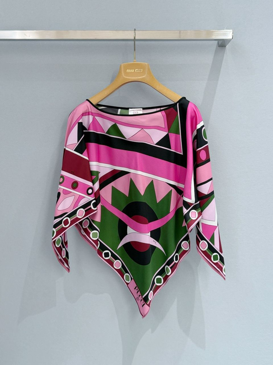 Emilio Pucci Vivara Print Cape Women's Multicolor Blouse Pink Top