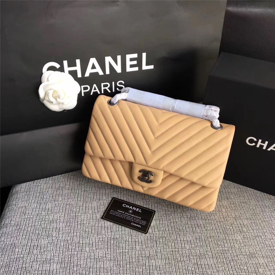 Thumbnail: CHANEL Quilted Lambskin Classic Flap Silver-Hardware Leather Bag