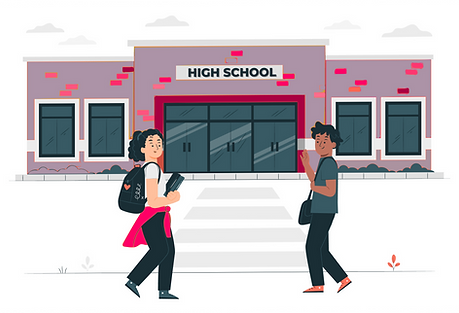 Lycee avec des jeunes devant