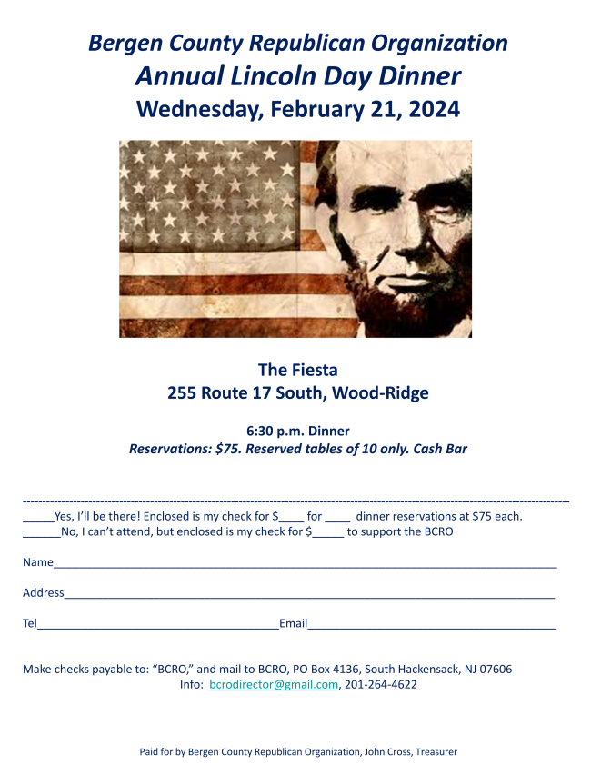 Annual Lincoln Day Dinner Bergen County Republican Organization