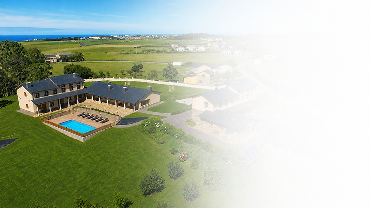 Apartamentos Navalin en Tapia de Casariego con piscina, jardines y amplias zonas exteriores para vacaciones familiares en Asturias.