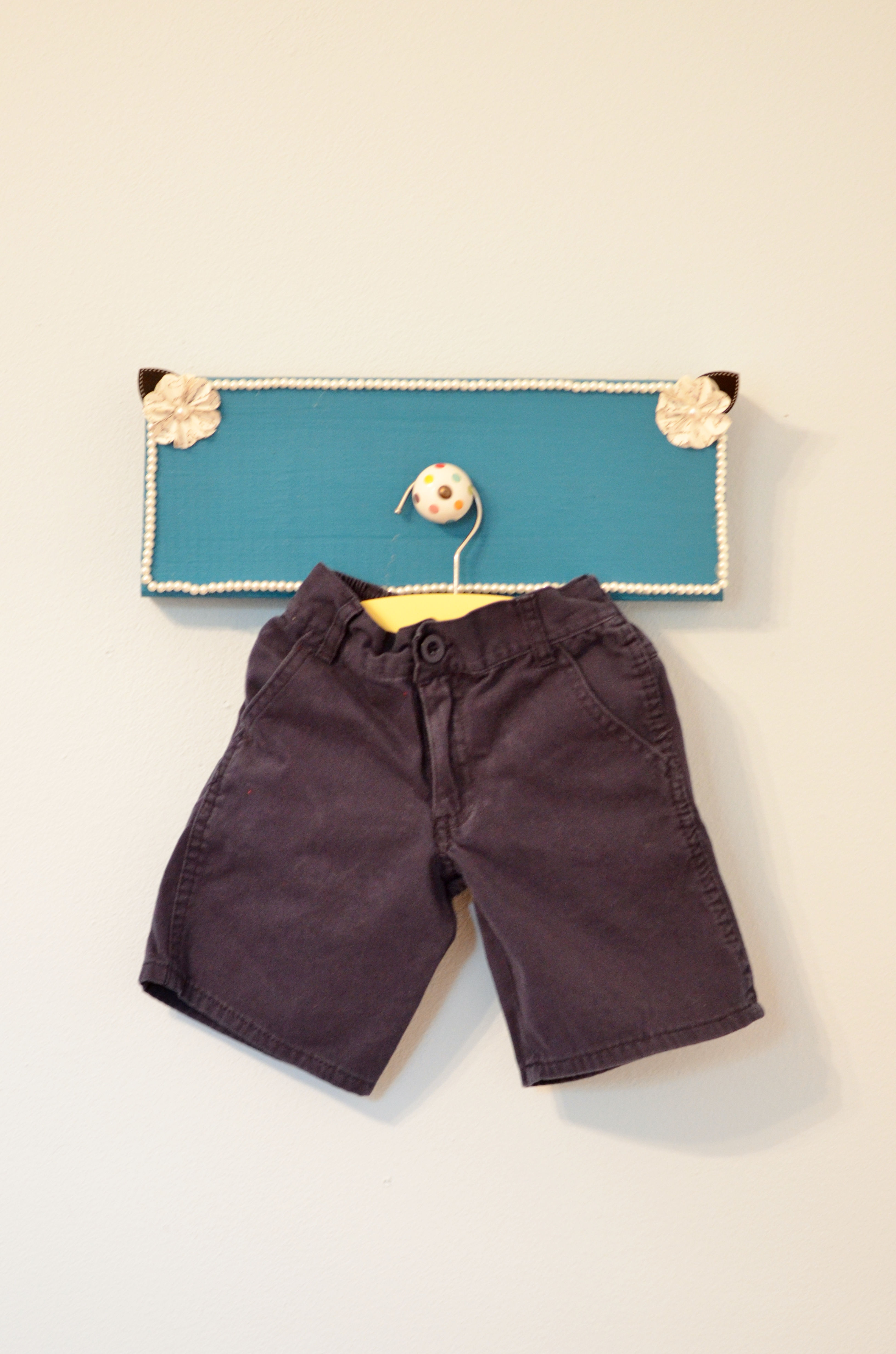 Navy Twill Elastic Waist Band Shorts
