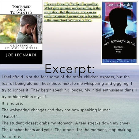 Book Trailer for the Novella, “Tortured and Tormented – creating a school shooter”