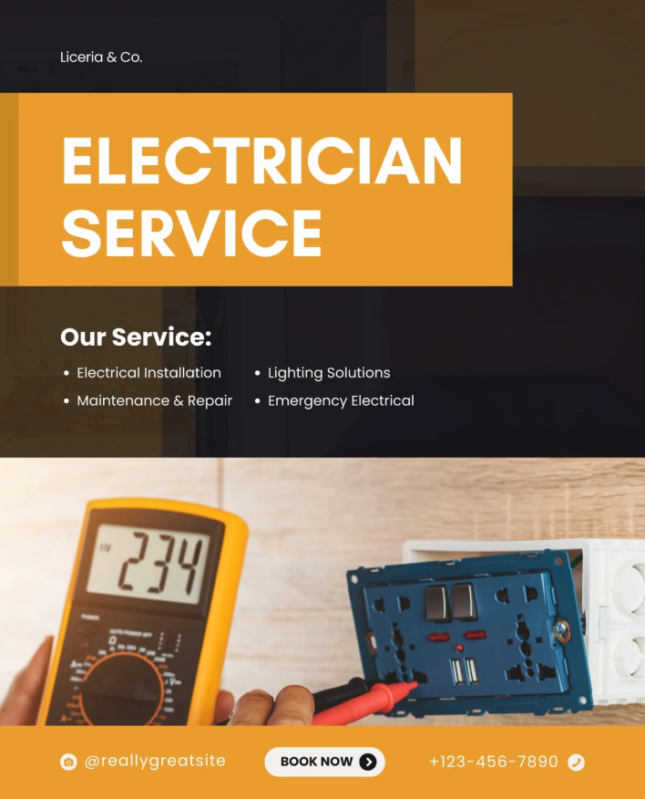 Small Business Website Designs example of electrician advert