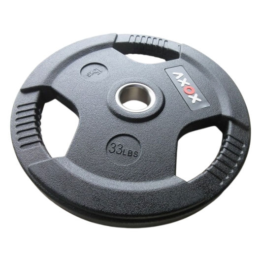 Axox Fitness 3-Grip Rubber Weight Plate with PVC Label - Single | 2.5Kg - 25 Kg