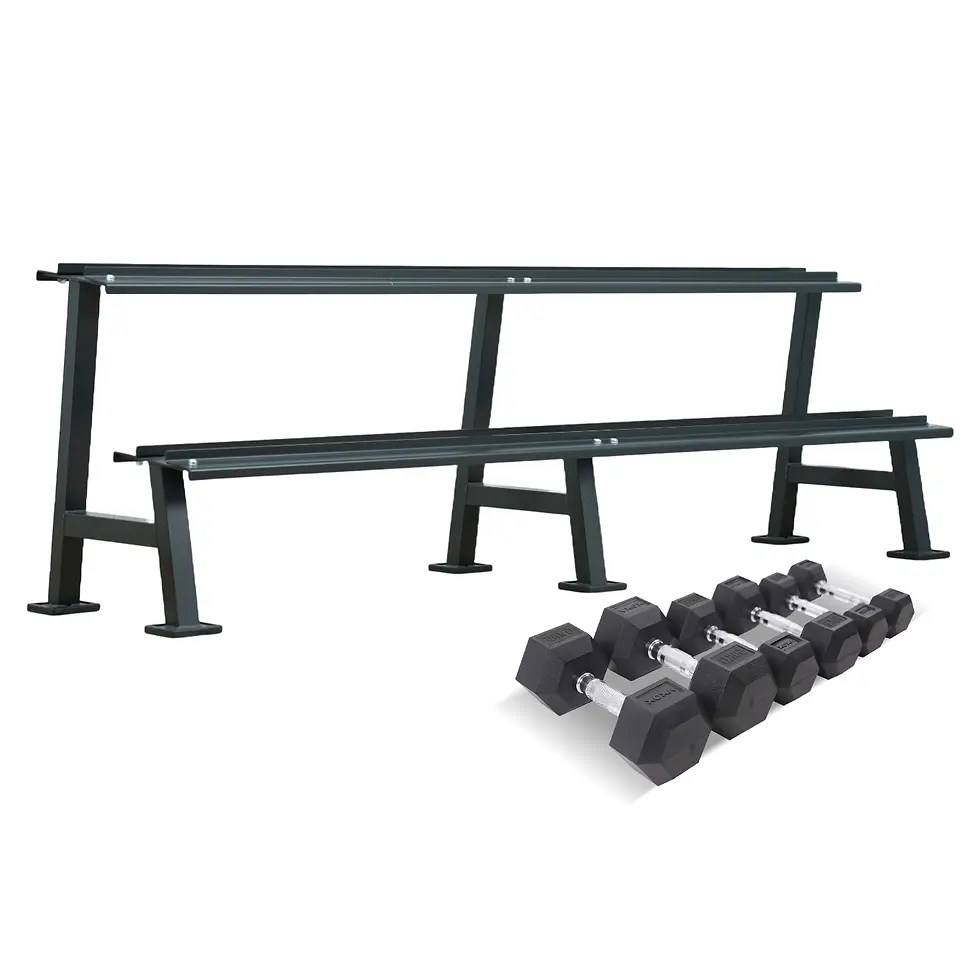 Thumbnail: Axox Fitness Rubber Coated Hex Dumbbell Set with Rack | 27.5Kg-50Kg