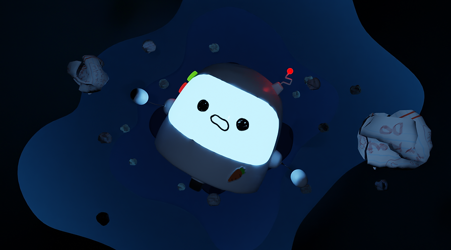 Spinning Into Trouble robot character in space themed animation scene