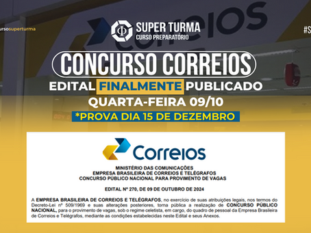 CONCURSO CORREIOS: EDITAL PUBLICADO