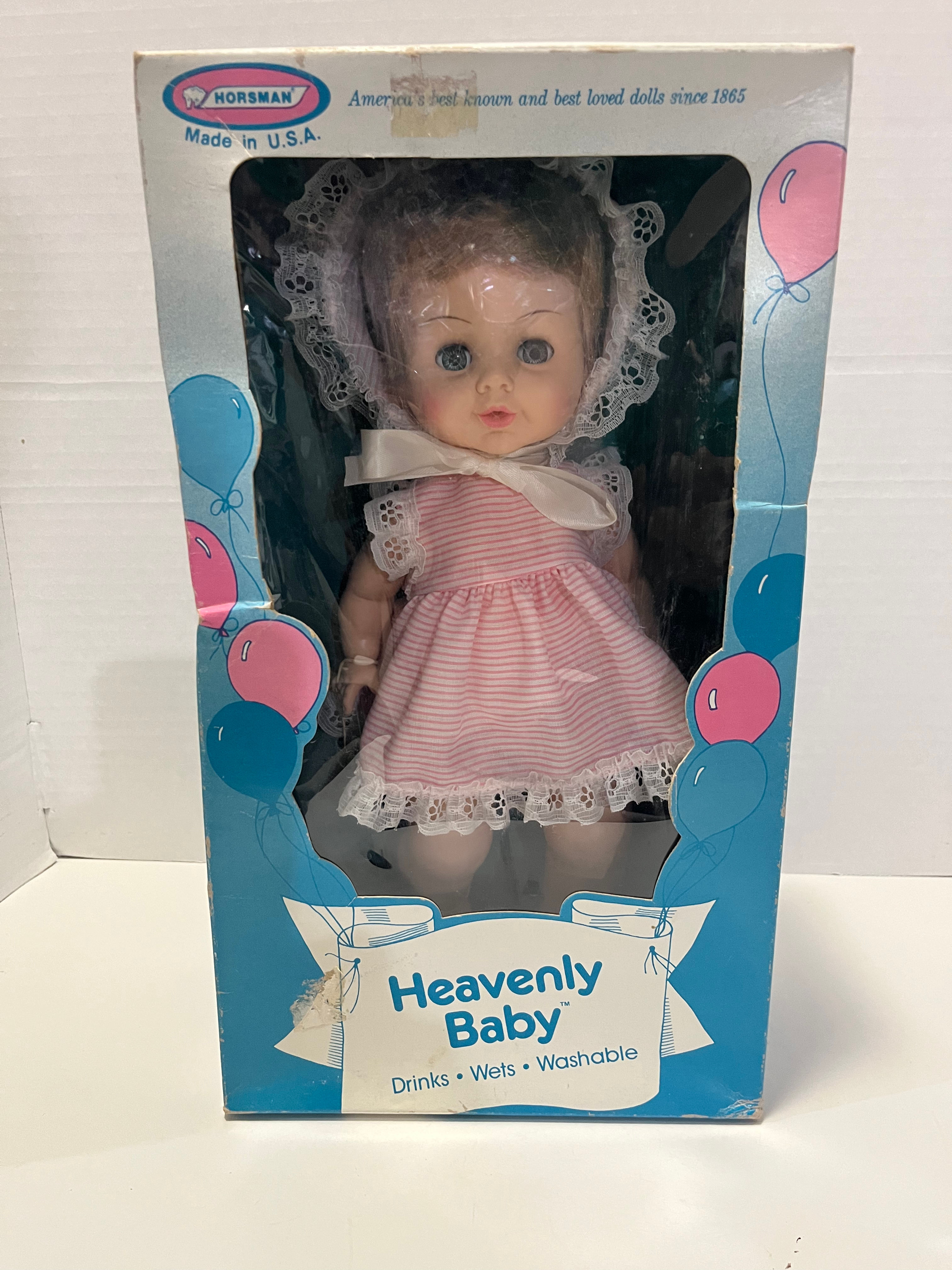 Vintage 1970s Horsman Heavenly Baby 13" Doll (Model #05352) W/Original Blue Box