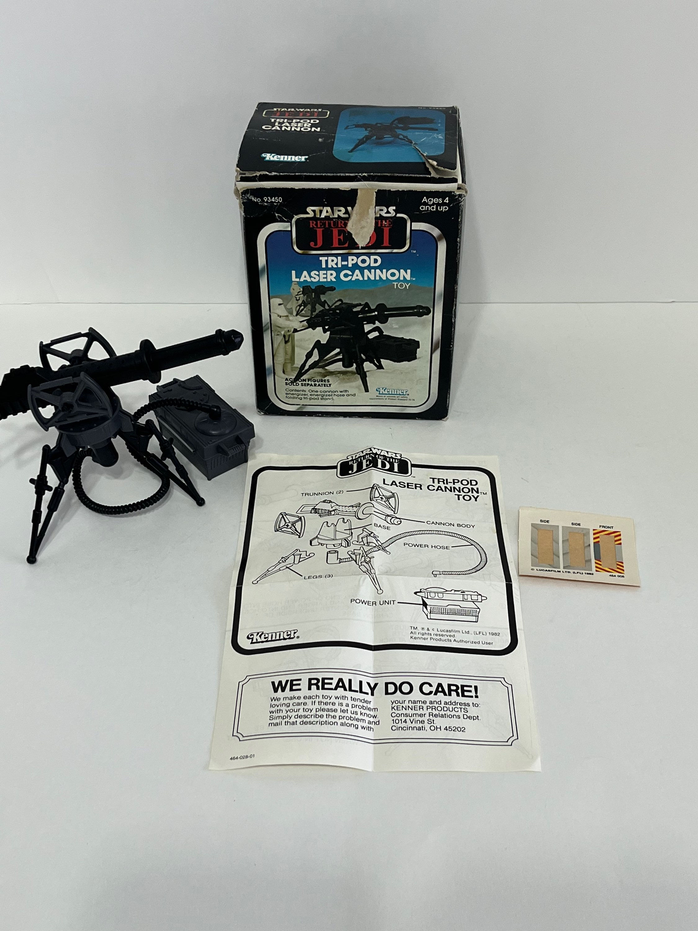 1982 Kenner: Star Wars ROTJ “Tri-Pod Laser Cannon” Box, Instructions and Insert