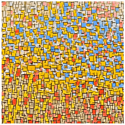 Abstract artwork from the Lemon Landscape Series, transforming lemon peel texture into a vivid terrain of color with yellow, cyan, magenta, and orange patterns resembling a dreamlike landscape.