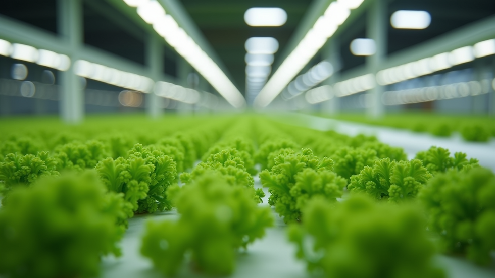 Close-up view of a hydroponic system with vibrant green plants