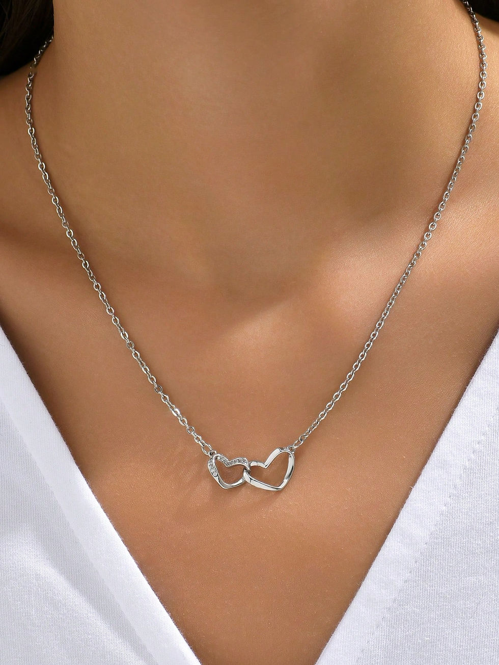 Thumbnail: Tiny Cute Double Hollow Heart Chain Necklace Women Fashion Love Necklace Valenti