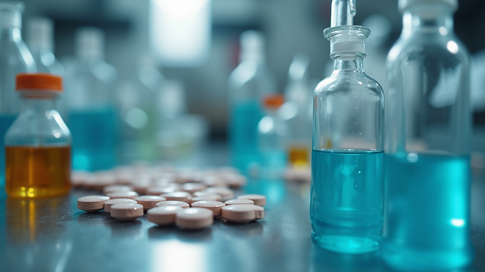 Close-up view of a laboratory setting with opioid-related substances