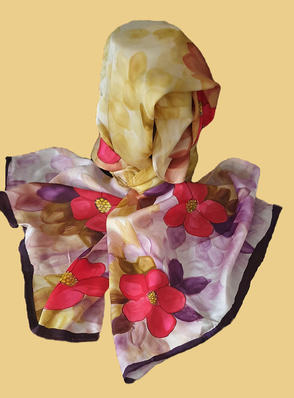 Thumbnail: Silk stole with stunning red flowers