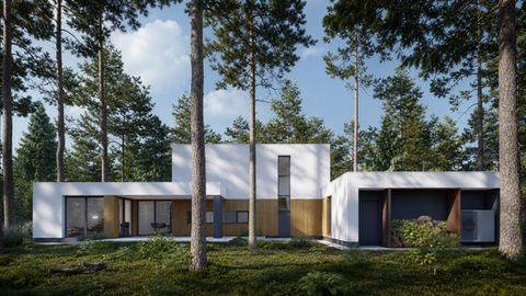 dom w lesie, nowoczesny dom, nowoczesna rezydencja, dom dwukondygnacyjny, biały dom, dom minimalistyczny, dom nietypowy, dom modernistyczny, dom ekskluzywny, dom luksusowy, Piotr Banasik, Piotr Banasik architektura, Piotr Banasik architekt, Piotr Banasik projekty domów, projekty domów jednorodzinnych, domy nowoczesne, projektowanie domów, projekty domów Piaseczno, projekty domów Warszawa, projekty domów Lesznowola, dom w Otwocku