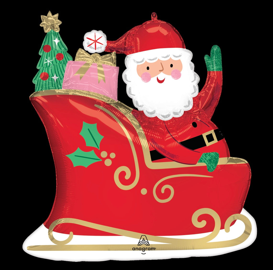 Shaped foil balloon Santas Sleigh
