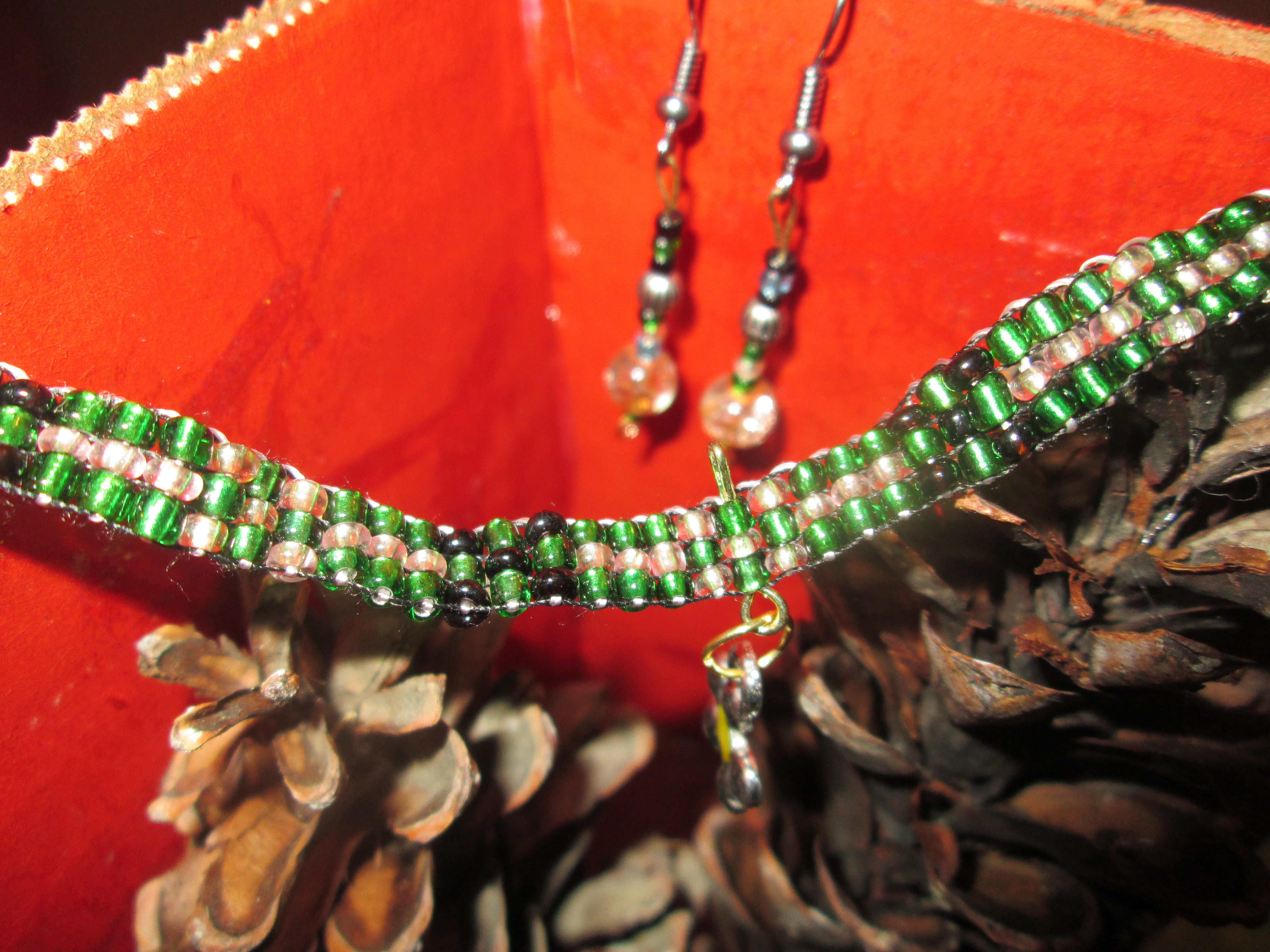Back to Earth Loom necklace w/matching Fishhook Earring Set