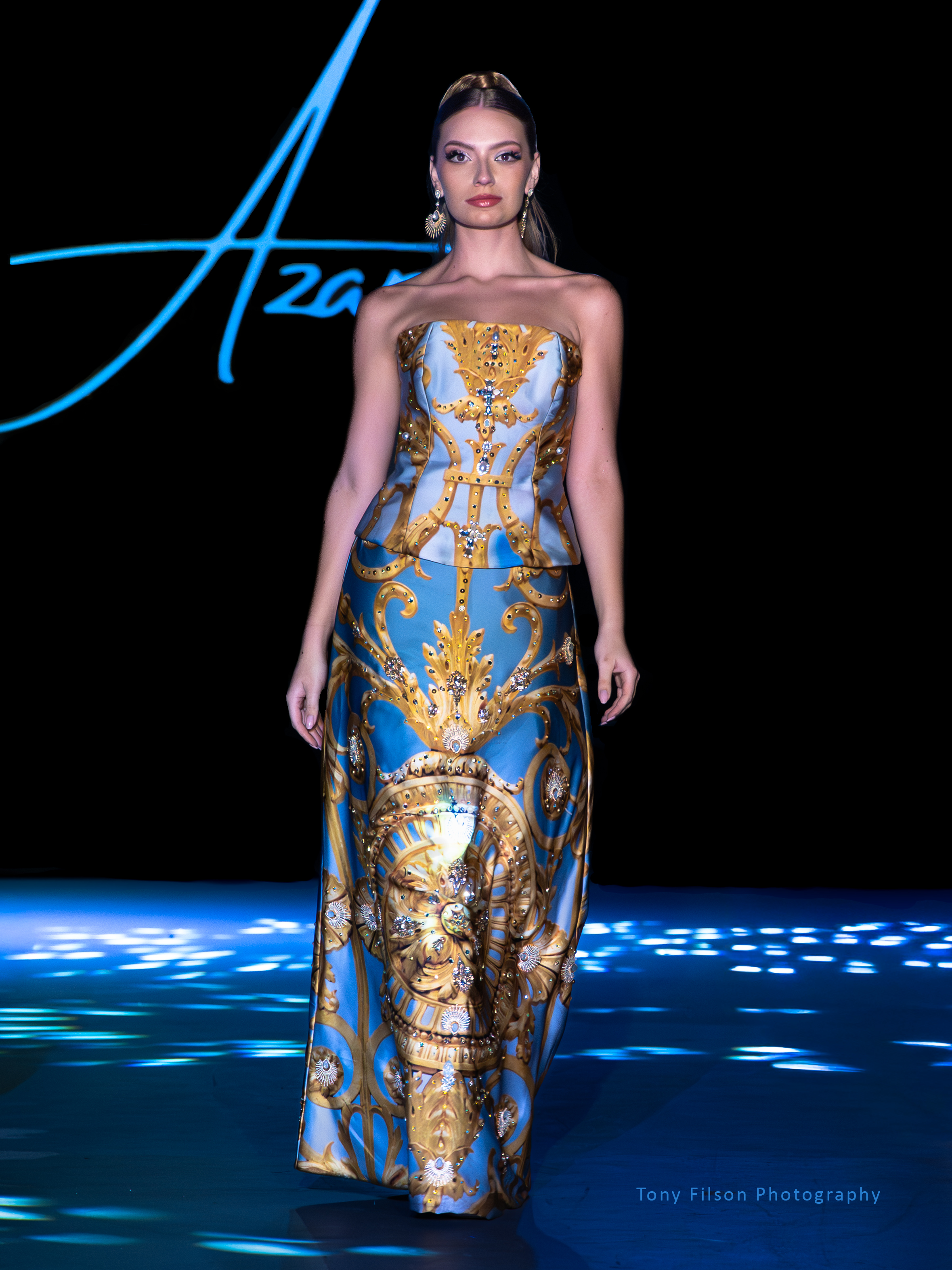 Fashion Designer Giannina Azar at Art Basel Miami by Fashion Photographer Tony Filson. Photographed at the Miami Talent Awards 2025. The show was produced by Art Hearts Fashion