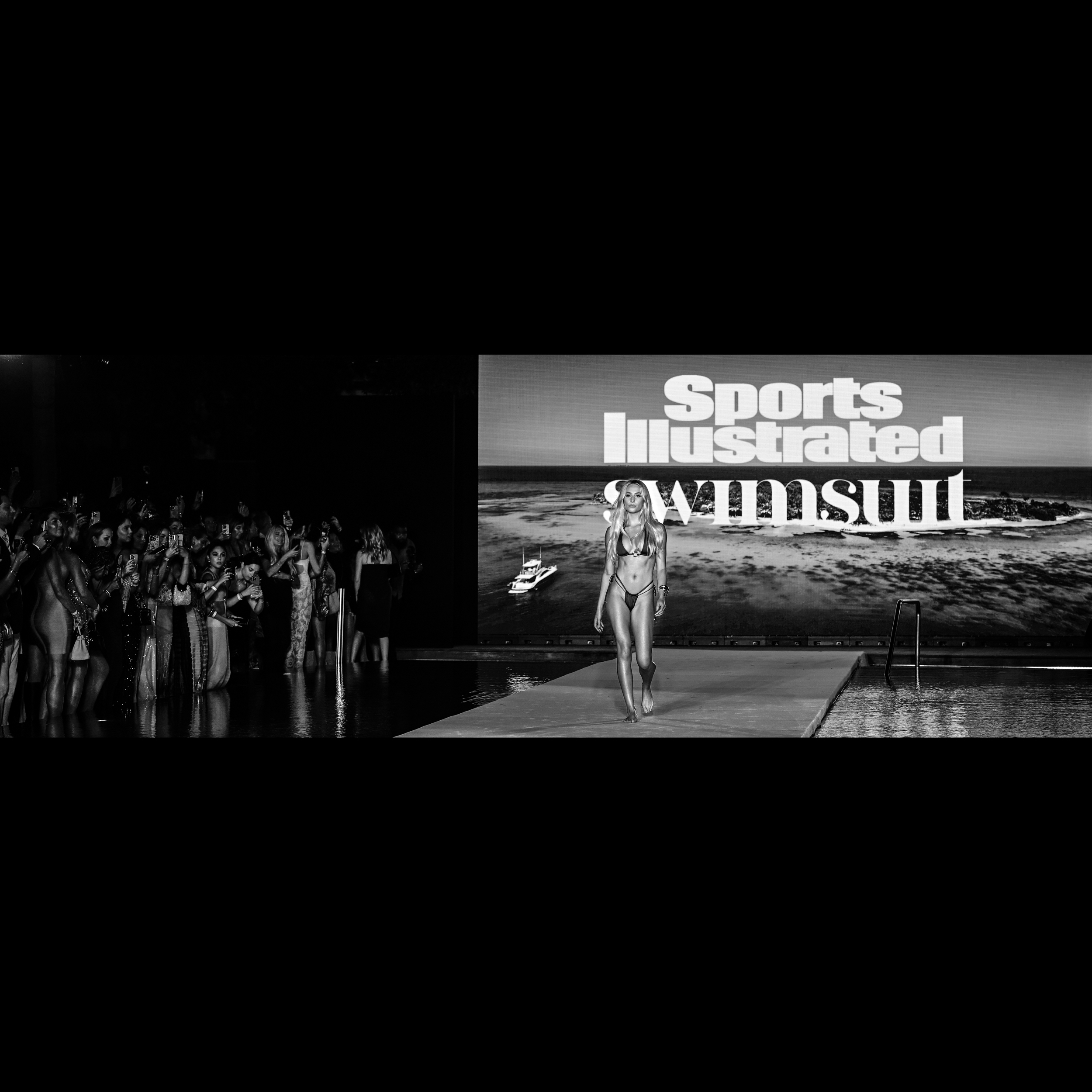 Alix Earle in Black and White at the 2024 Sports Illustrated 60th Swimsuit Edition celebration at The W Hotel in Miami Beach. Photographer Tony Filson